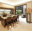 新中式古典风格开放式厨房中岛设计图