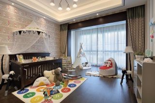 新中式古典儿童房婴儿床装修设计图