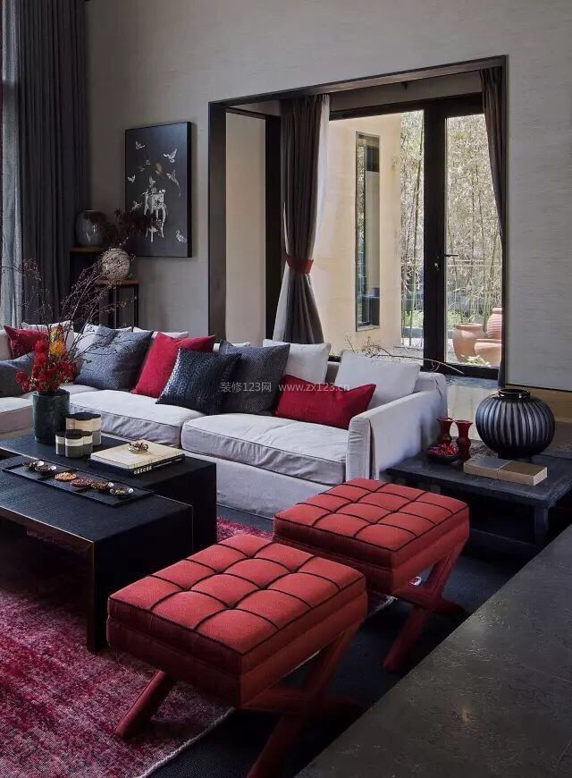 新中式客厅沙发装修效果图片欣赏