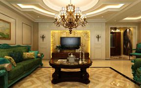 美式风格客厅设计效果图 美式客厅电视墙效果图