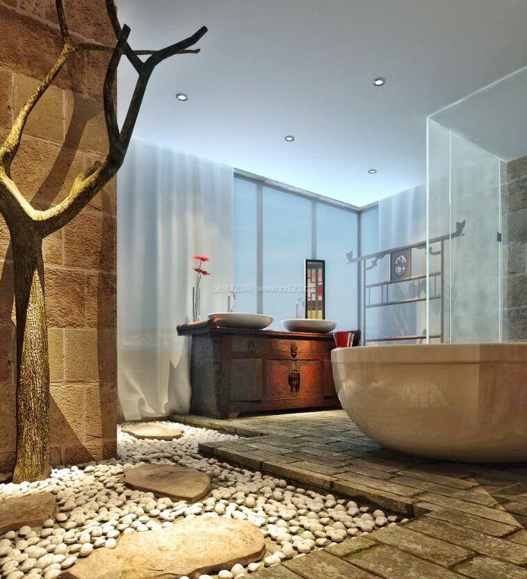 新中式别墅创意卫生间设计效果图片