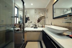 新中式卫生间背景墙水墨设计效果图