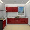 2023现代风格厨房酒红色橱柜装修图片