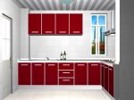 2023经典现代厨房酒红色橱柜设计效果图片