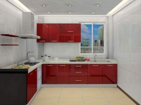 酒红色橱柜图片 2020现代风格厨房装修