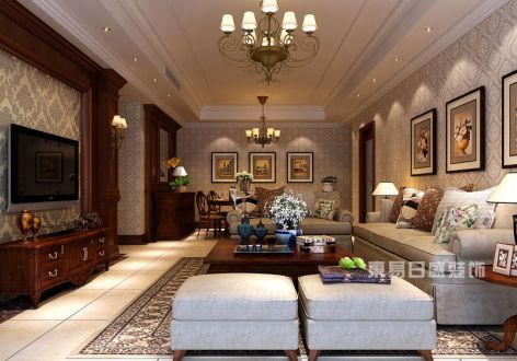 ICON尚郡110㎡两居室美式古典风格效果图