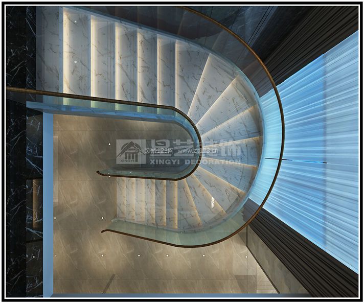 现代简约风格别墅楼梯装饰效果图