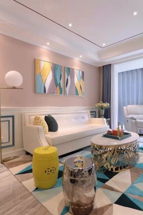 简约欧式客厅装修效果图 2020客厅白色沙发效果图 2020家庭装饰画效果图