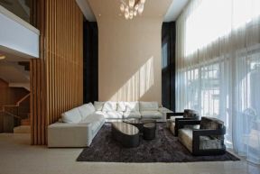 现代简约别墅客厅装修效果图 转角沙发效果图