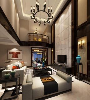 2020新中式别墅客厅装修图 中式别墅客厅