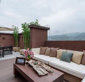 屋顶露台转角布艺沙发装饰装修设计实景图-每日推荐