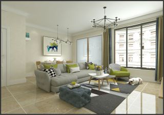 2023淡雅现代简约客厅灰色沙发装修效果图