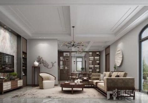 上海保集澜湾640平米中式风格客厅装修效果图