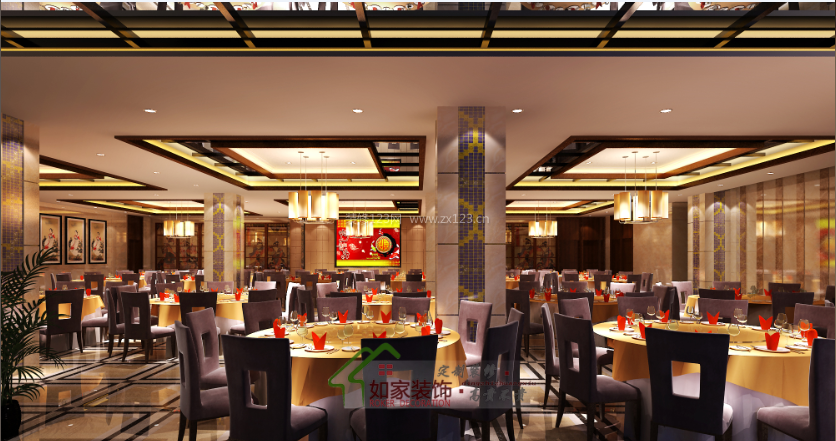 2023简中式餐厅吊顶装修效果图片