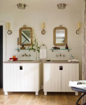 欧式风格家庭洗手间双人洗手盆设计图