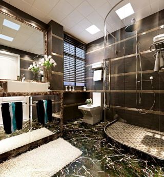 家庭洗手间淋浴房瓷砖装修设计效果图赏析