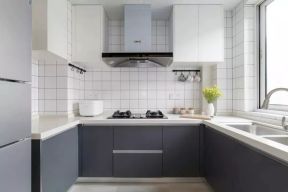 2023北欧厨房白色墙砖装修效果图片