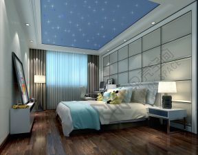 2023现代家庭卧室星空吊顶装修效果图片