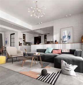 北欧风格102㎡三居室客厅装修设计案例