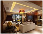 滨江阳光现代中式280平复式客厅装修设计案例
