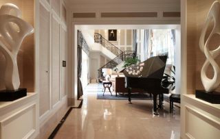 美式风格样板房走廊地砖效果图片