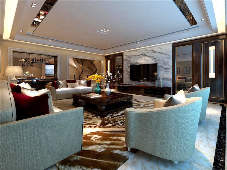 南门一号现代简约150平复式客厅装修设计案例