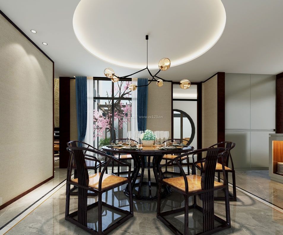 2023家庭中式餐厅创意吊灯装修图片
