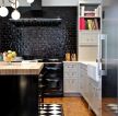 黑白简约厨房橱柜设计装修效果图片