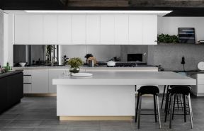 家居开放式厨房 2020黑白厨房橱柜效果图
