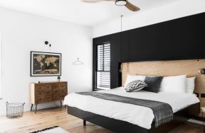 2020卧室黑白风格图片  2020北欧主卧室装修效果图
