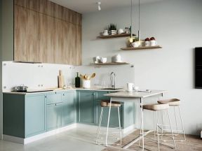 2023现代风格公寓式住宅开放式厨房餐桌设计图片