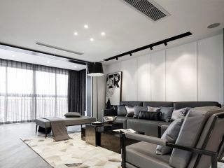 2023简约风格客厅室内整体黑白设计效果图片