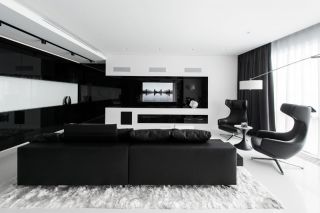 黑白简约风格客厅沙发装饰设计图片
