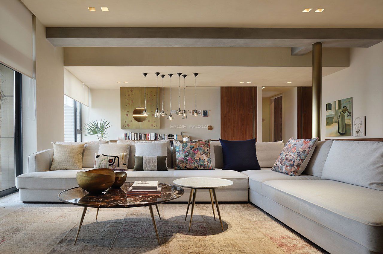 150平米客厅转角布艺沙发设计图片