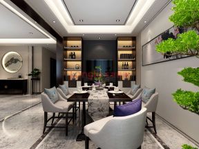 新中式别墅餐厅餐桌椅子装修效果图片