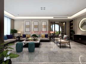 新中式别墅客厅组合沙发装修效果图