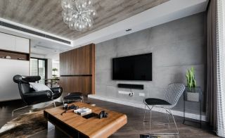 150平米客厅灰色电视背景墙设计效果图 