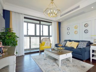 现代美式风格客厅沙发背景墙设计图片