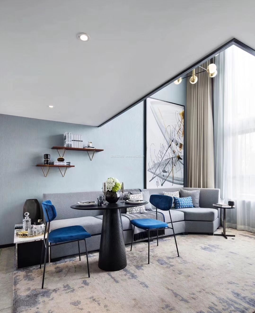 2023现代大户型客厅多人沙发装修效果图片