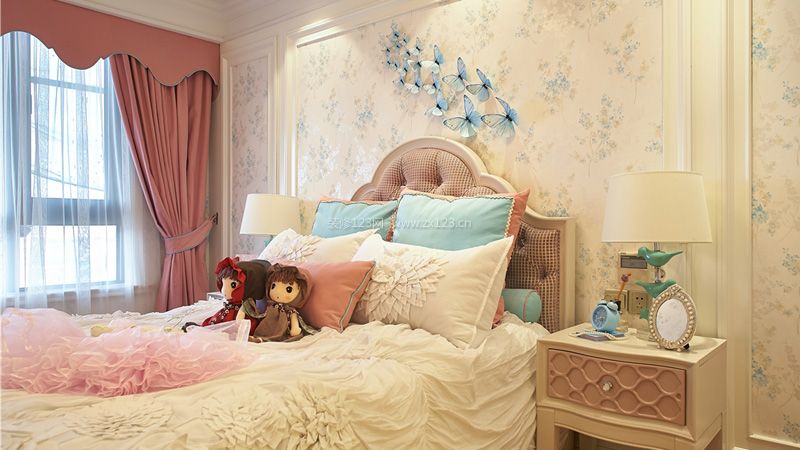 时尚欧式卧室粉色系效果图