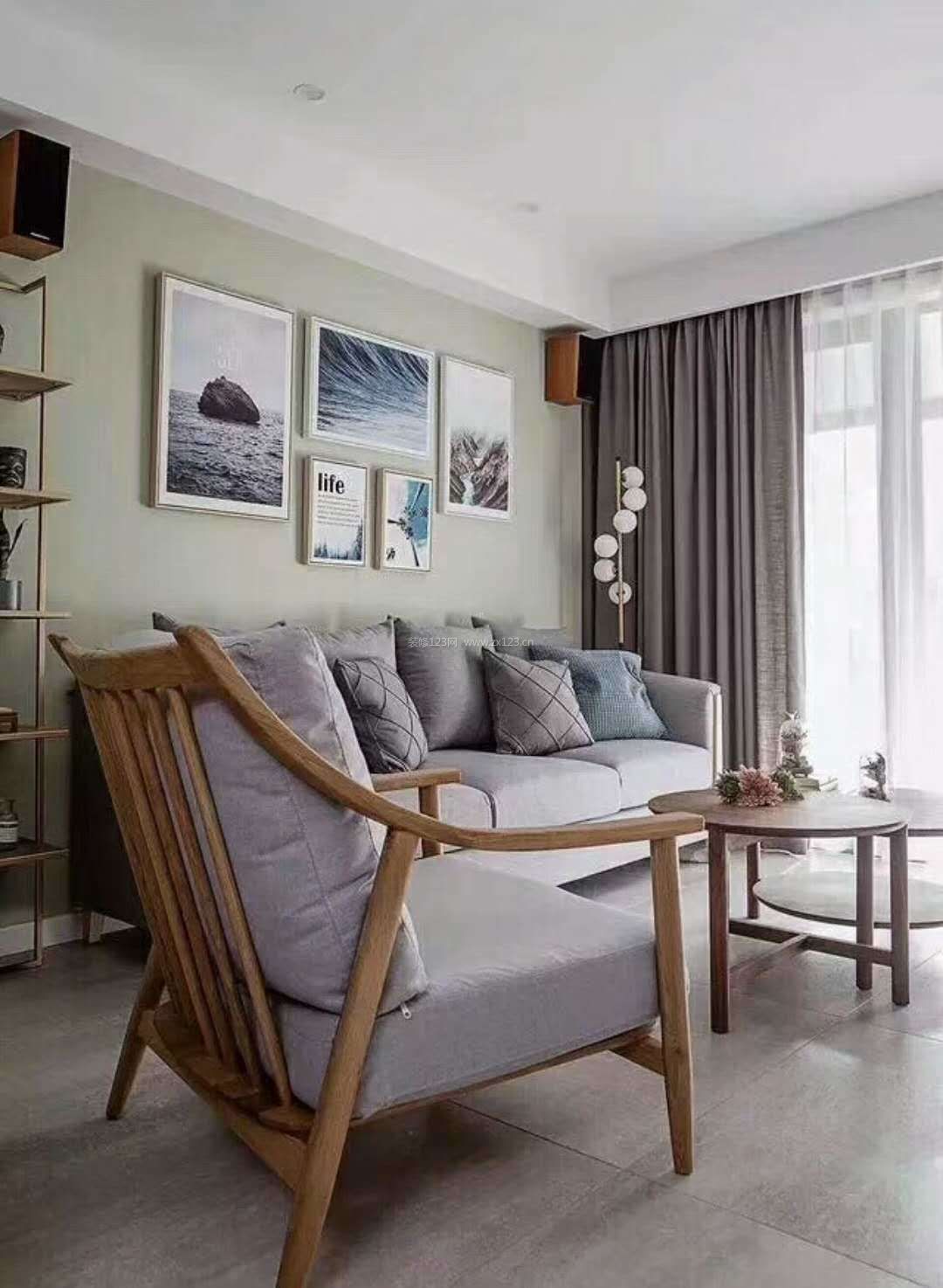 华润橡树湾100㎡两居室现代简约风格装修客厅效果图