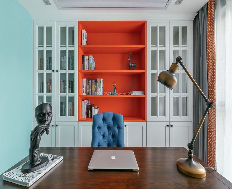 现代美式书房书柜设计图片