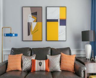 现代美式风格客厅沙发布置图片