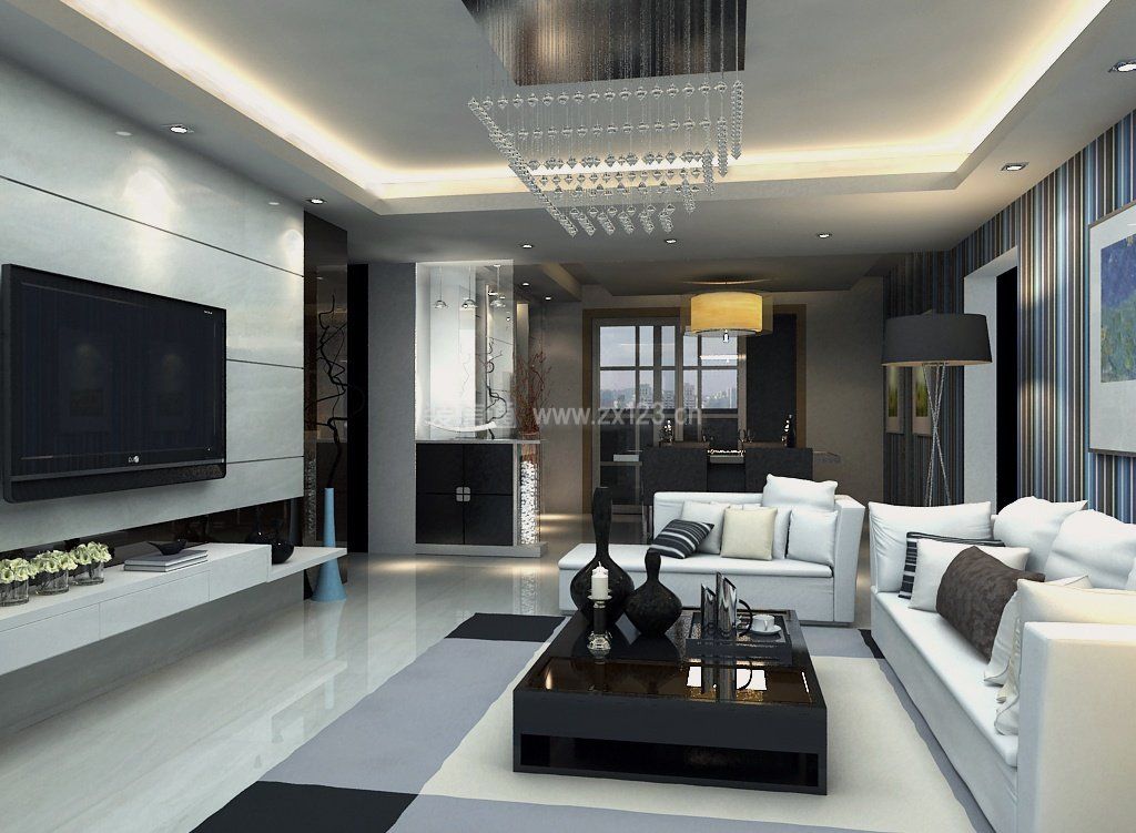 后现代家居客厅黑白装饰设计效果图片