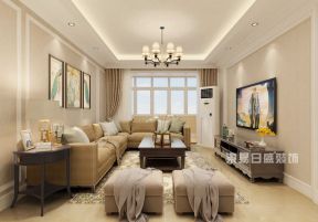 怡翠晋盛御园现代美式风格127㎡客厅装修效果图