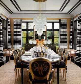 豪华餐厅黑白窗帘装修实景设计图片
