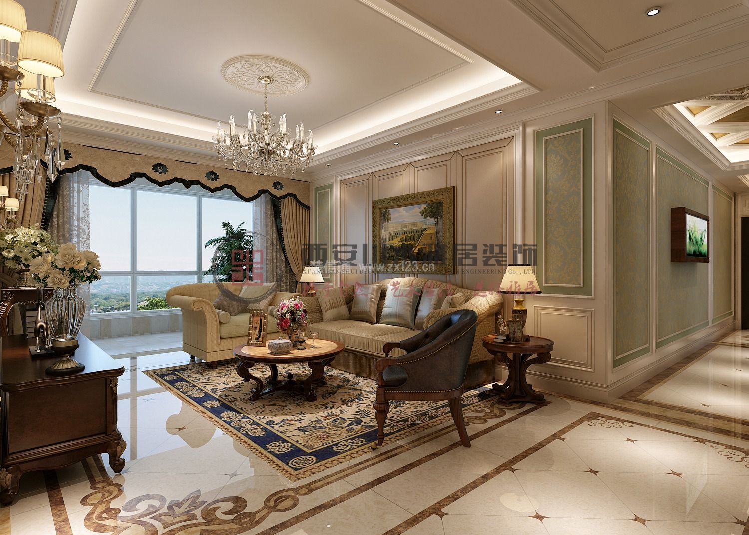 美式风格客厅背景墙设计图片