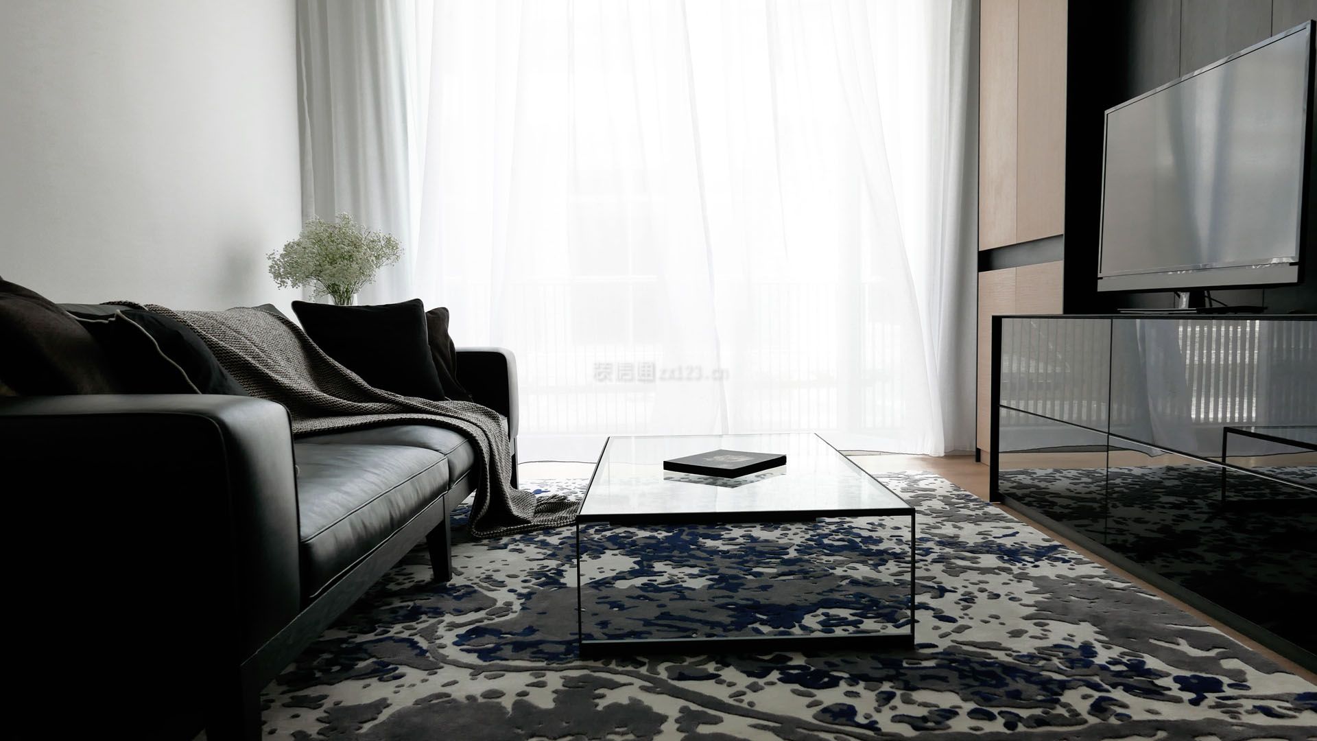 现代简约风格二居客厅地毯装修设计图片