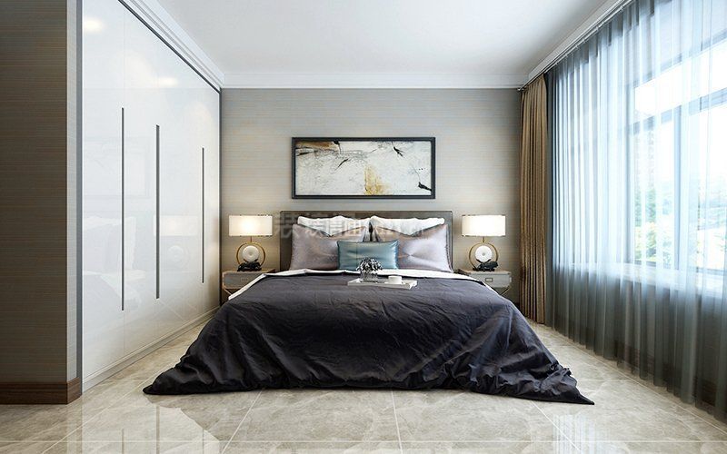 现代风格卧室床头背景墙装修效果图