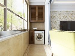 美式家庭阳台洗衣机设计装修效果图